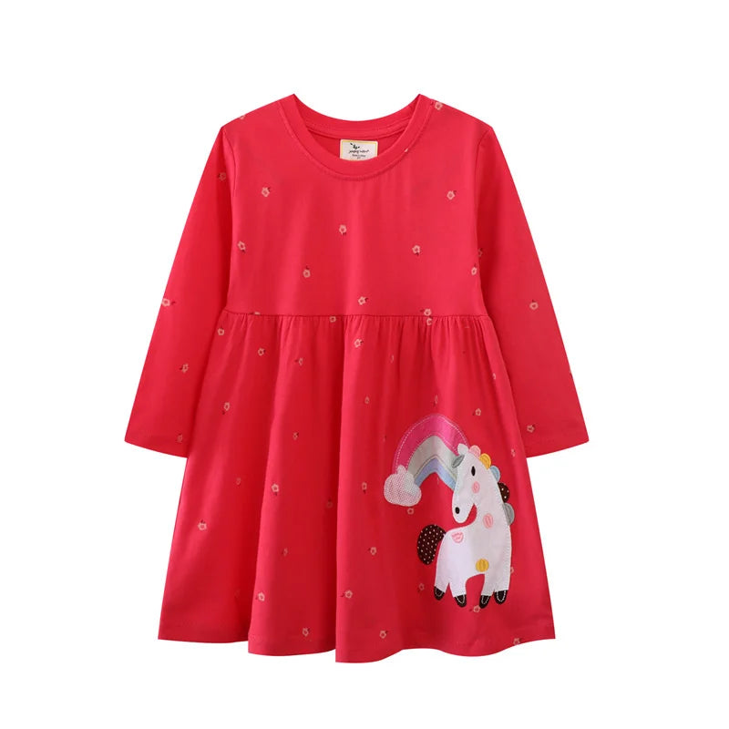 Children's School Dresses With Pockets Pen Embroidery Long Sleeve Autumn Kids Preppy Style Dress-Dollar Bargains Online Shopping Australia