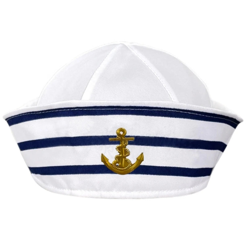 Unisex Adult Yacht Boat Ship Sailor Hat with Anchor Print Captain Hat Costume Hat Navy Style Marine Cosplay Teenager Hat