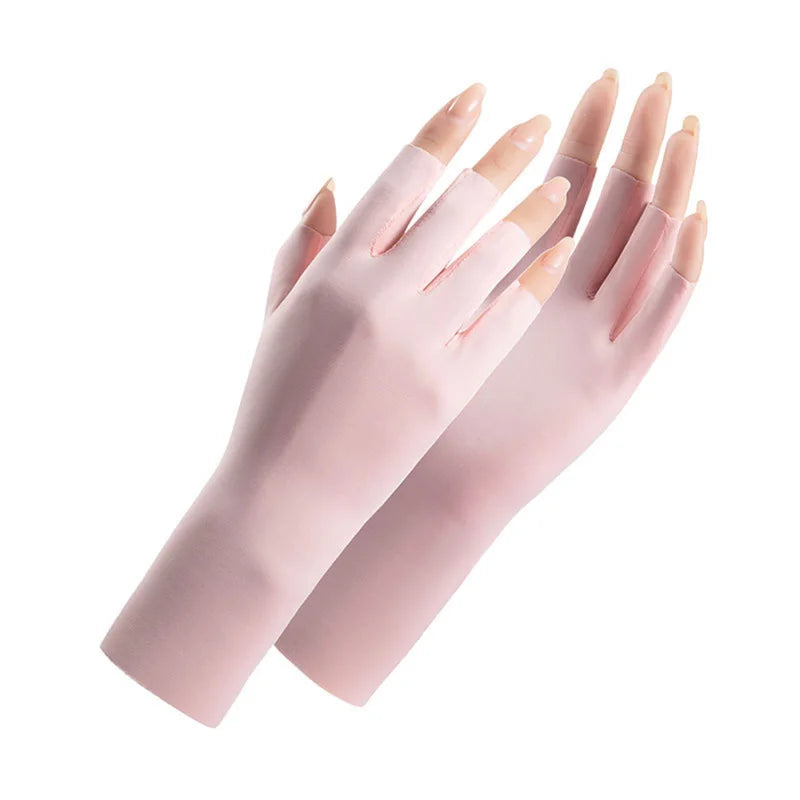 Summer Ice Silk Half Fingers Gloves Women Breathable Thin Fingerless Gloves Outdoor Riding Driving Gloves Sunscreen Mittens-Dollar Bargains Online Shopping Australia