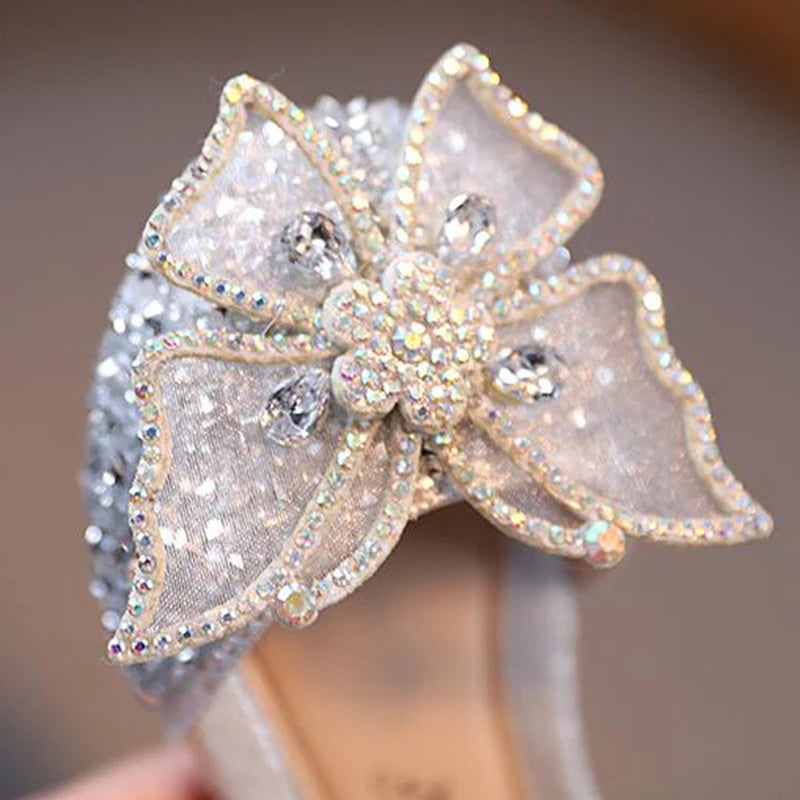 Summer Girls Sandals Fashion Sequins Rhinestone Bow Girls Princess Shoes Baby Girl Shoes Flat Heel Sandals