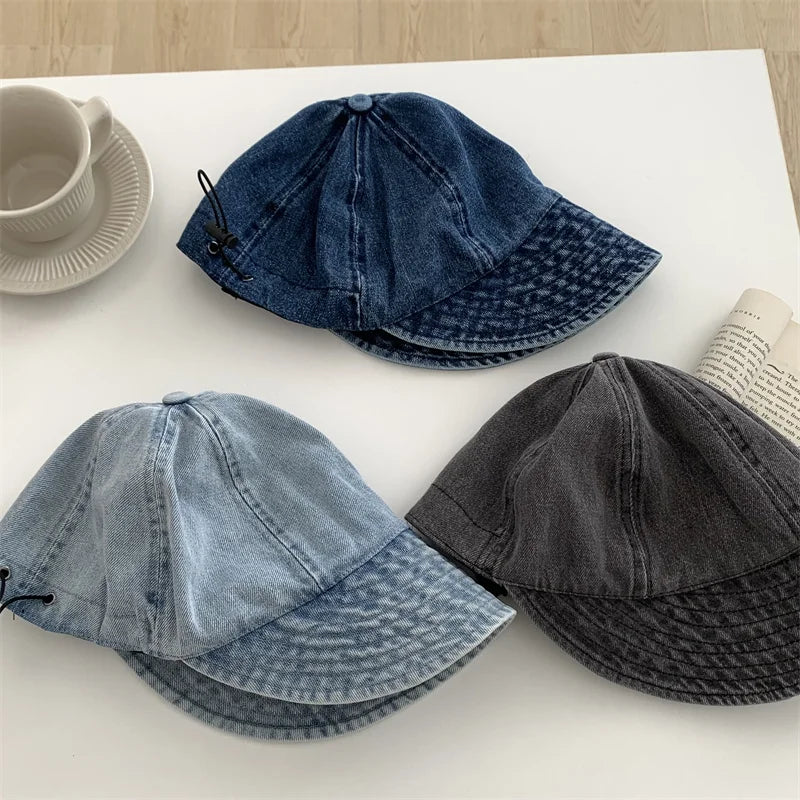 Summer Wide Brim Fisherman Hat Women Foldable Sunshade Visors Fisherman Cap Female Adjustable Outdoor Sports Bucket Panama Cap