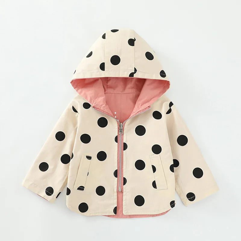 Children Jackets Girls Double Sided Outerwear Toddler Sport Coats Kids Hooded Clothing Spring Autumn Boys Polka Dot Trench Coat-Dollar Bargains Online Shopping Australia