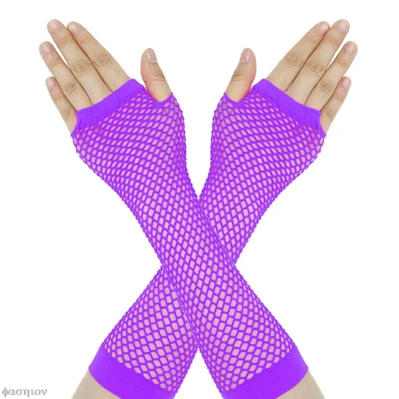 Women Fingerless Fishnet Neon Gloves Colorful Net Mesh Long Gloves For Girls Sexy Beautiful Arm Warmer Summer 80s Party Costume-Dollar Bargains Online Shopping Australia