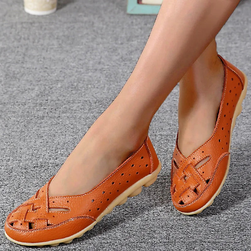 Women Shoes For Summer Flats Soft Leather Shoes Flat Slip On Loafers Women Casual Shoes Breather Moccasins Nursing-Dollar Bargains Online Shopping Australia