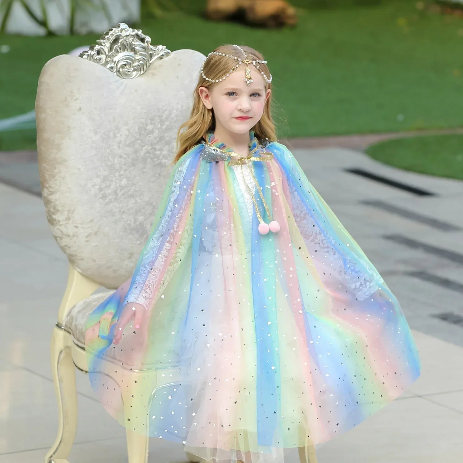 Princess Robe Rainbow Kids Princess Cloak For Girl Princess Cape Cloak Fairy Cape Cloak Anna Clothes-Dollar Bargains Online Shopping Australia