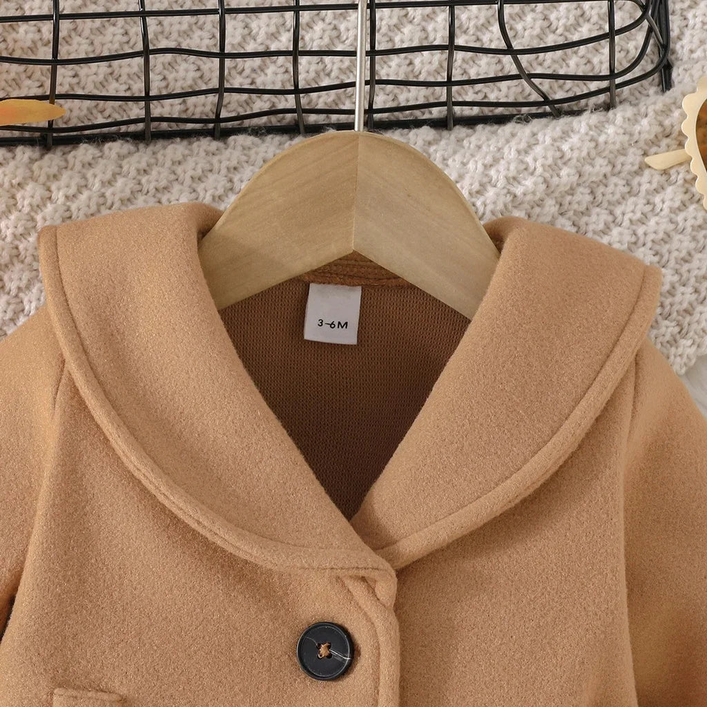 Jacket Newborn Baby Boy Girl Kids Clothes 3-36 Months Fashion Long Sleeve Button Khaki Coat Childrens Warm Outwear