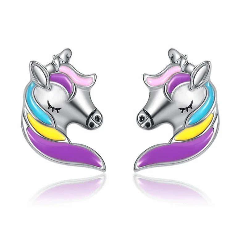 Unicorn Stud Earrings for Little Girl Kids Crystal Cat Butterfly Rainbow Heart Star Earring-Dollar Bargains Online Shopping Australia