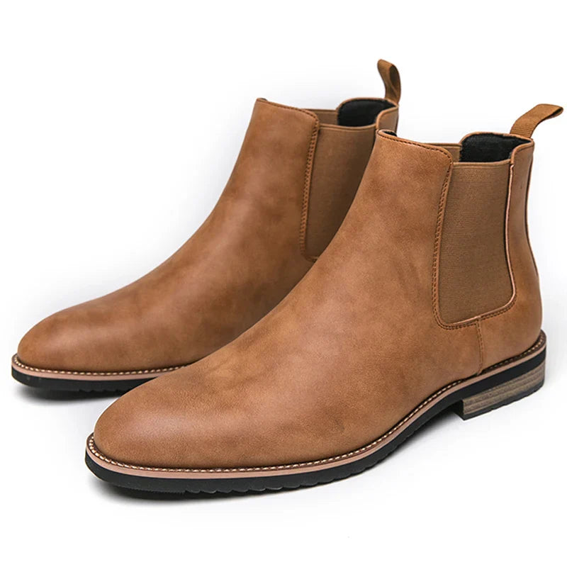 British Style Chelsea Boots For Men Ankel Boots Business Dress Boots Antumn Bota Masculina Split Leather Shoes-Dollar Bargains Online Shopping Australia