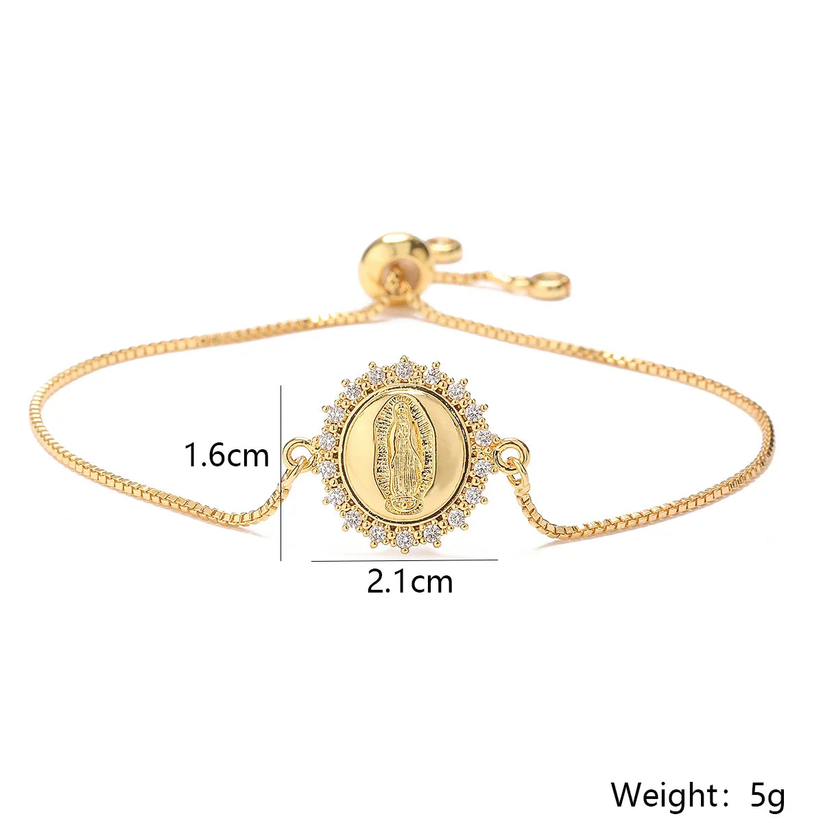 Gold Color Box Chain Virgin Mary Charm Bracelets For Women Shiny CZ Zircon Jewelry-Dollar Bargains Online Shopping Australia