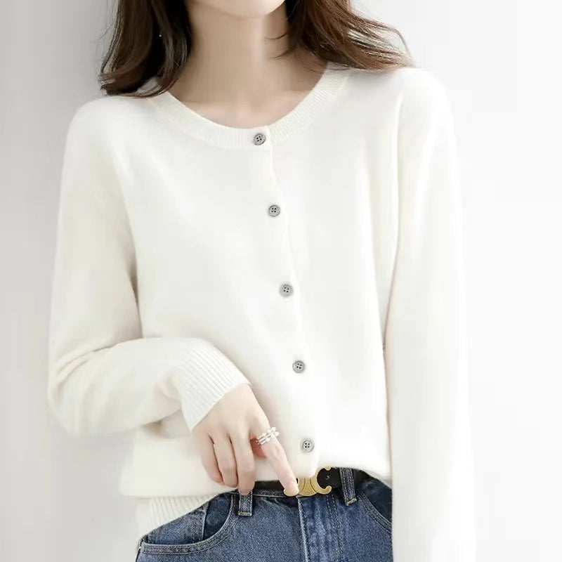 Women Cardigans Sweater O-neck Spring Autumn Knitted Cashmere Cardigans Solid Single Breasted Womens Sweaters-Dollar Bargains Online Shopping Australia