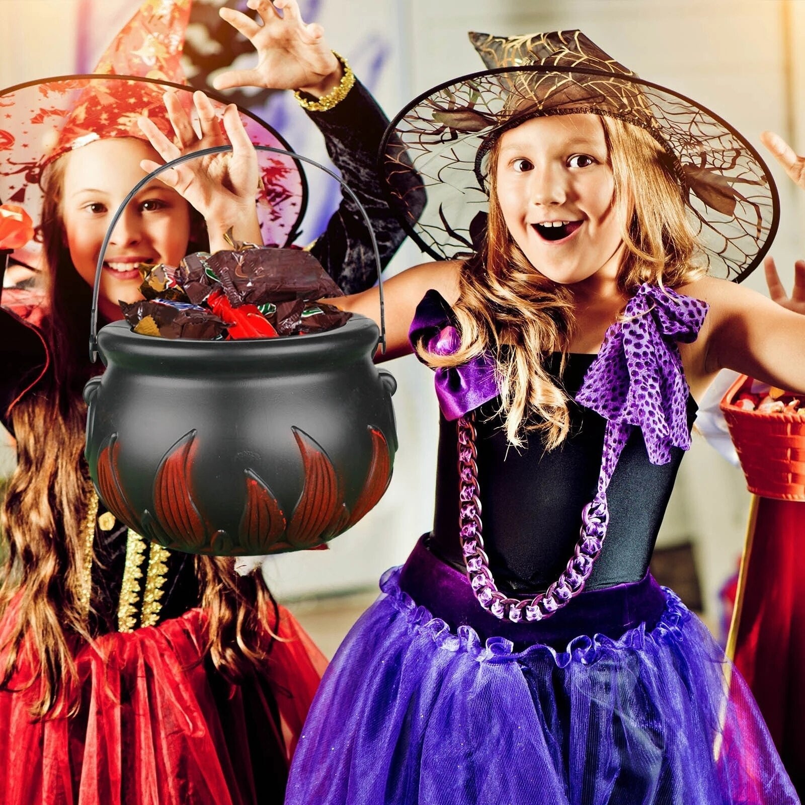 Christmas Candy Bucket Pot Witch Skeleton Cauldron Holder Jar Trick or Treat Christmas Party Decoration Props Kids Toy-Dollar Bargains Online Shopping Australia