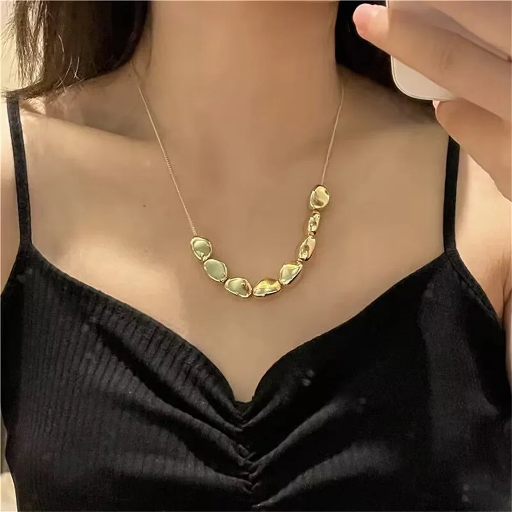 Vintage Silver-plate Geometric Exaggerated Artificial Pearl Chain Necklace For Women Female Fashion Boho Y2K Girl Jewelry Gift-Dollar Bargains Online Shopping Australia