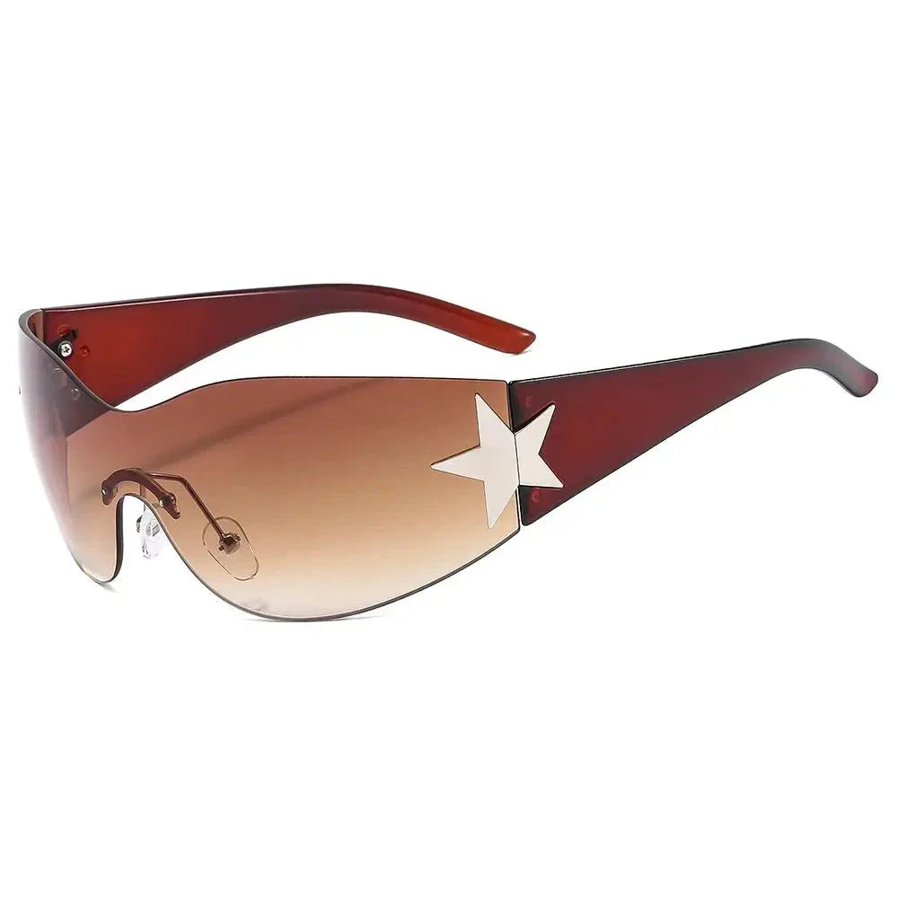 Punk Y2K Sunglasses Women Men Wrap Around Sun Glasses Shades Star Decoration Eyewear-Dollar Bargains Online Shopping Australia