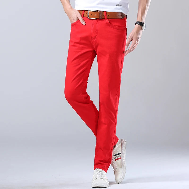 Men's Slim Jeans Regular Fit Straight Stretch Denim Pants Fashion Business Casual Loose Jeans Trousers