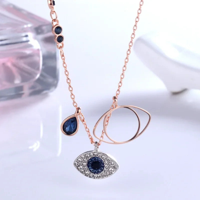 Original 2024 Evil Eye Necklace Bracelet Earrings Stainless Steel Jewelry Set Luxury Charming Women's Magic Eye Gift With Logo-Dollar Bargains Online Shopping Australia