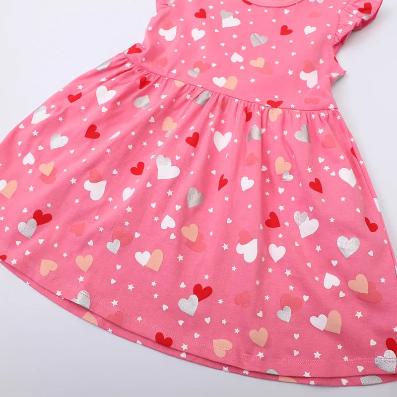 Hearts Print Girls Dresses Summer Sleeveless Princess Baby Party Dress Clothing Kids Costume Cartoon Frocks-Dollar Bargains Online Shopping Australia