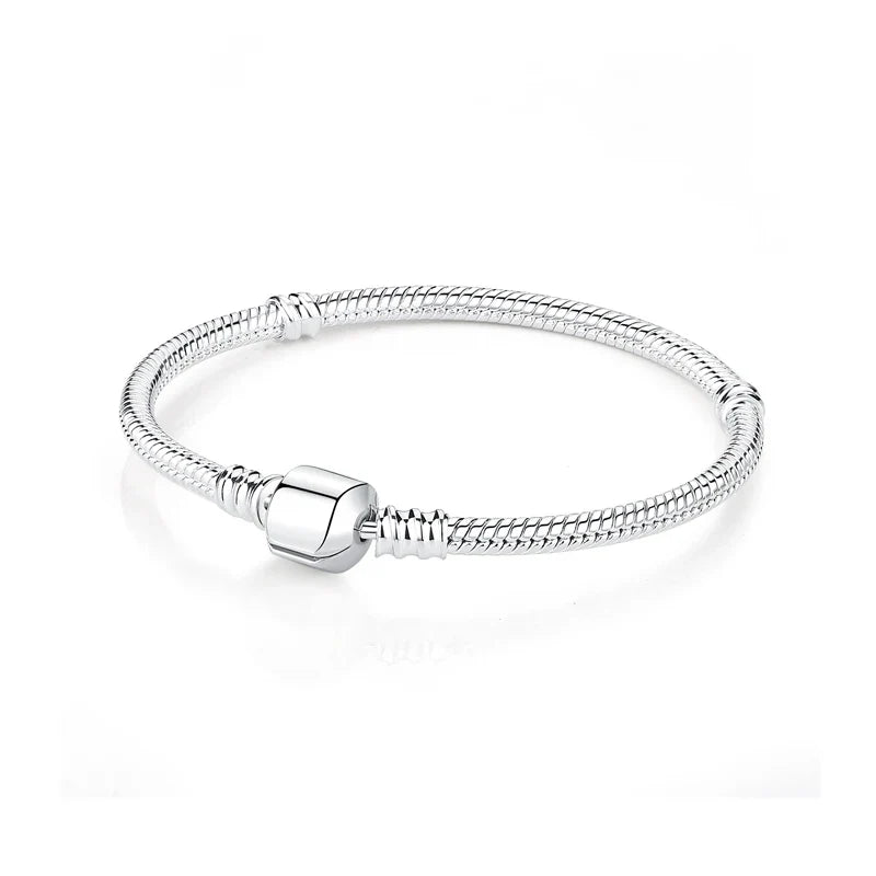 Silver Bracelets Bangles Crystal Ball Love Heart Clasp Beads Charms Moments Bracelet For Women DIY Jewelry-Dollar Bargains Online Shopping Australia