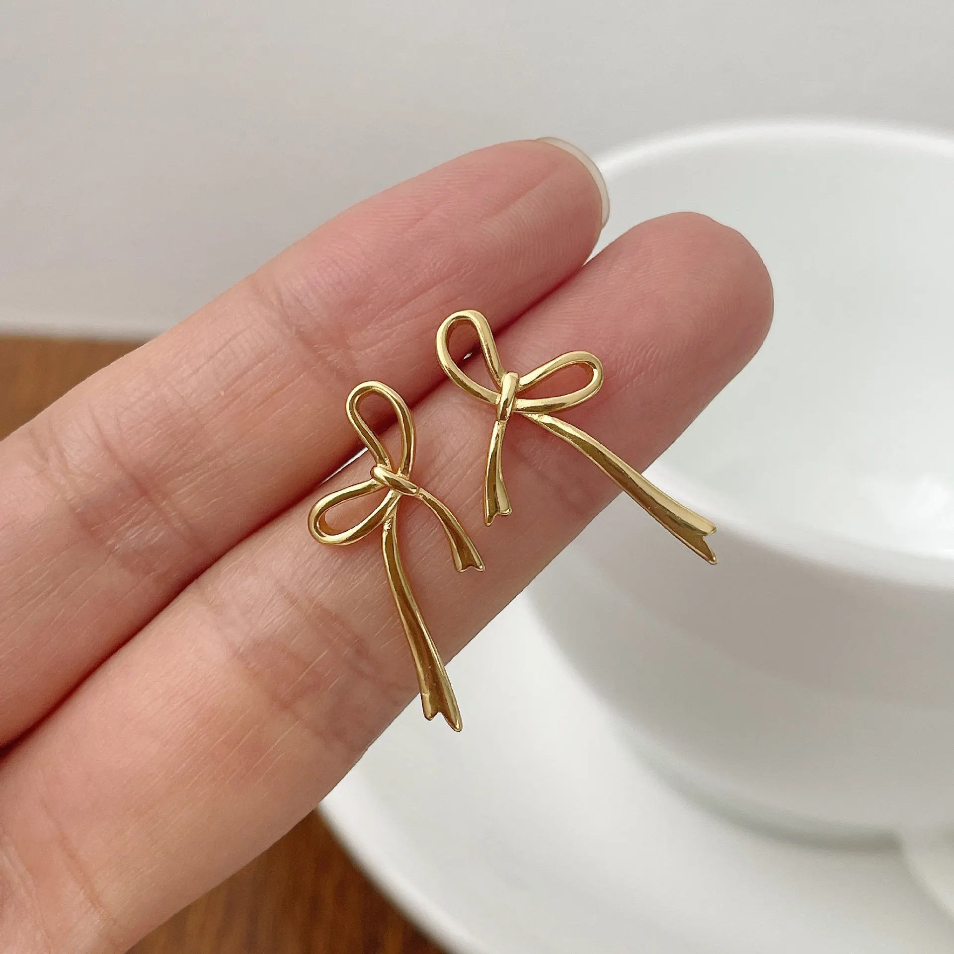 18K Gold Plated Y2K Bow Earrings For Women Stud Nail Fashion Cute Jewelry Piercing Ear Accessories Christmas Gift Aretes-Dollar Bargains Online Shopping Australia