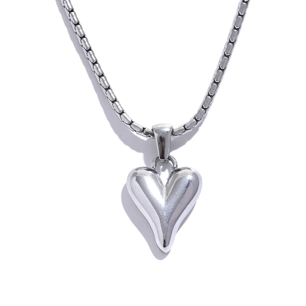 Heart Pendant Chain Necklace for Women Stainless Steel Stylish Choker 18 K Jewelry Waterproof Party Gift-Dollar Bargains Online Shopping Australia