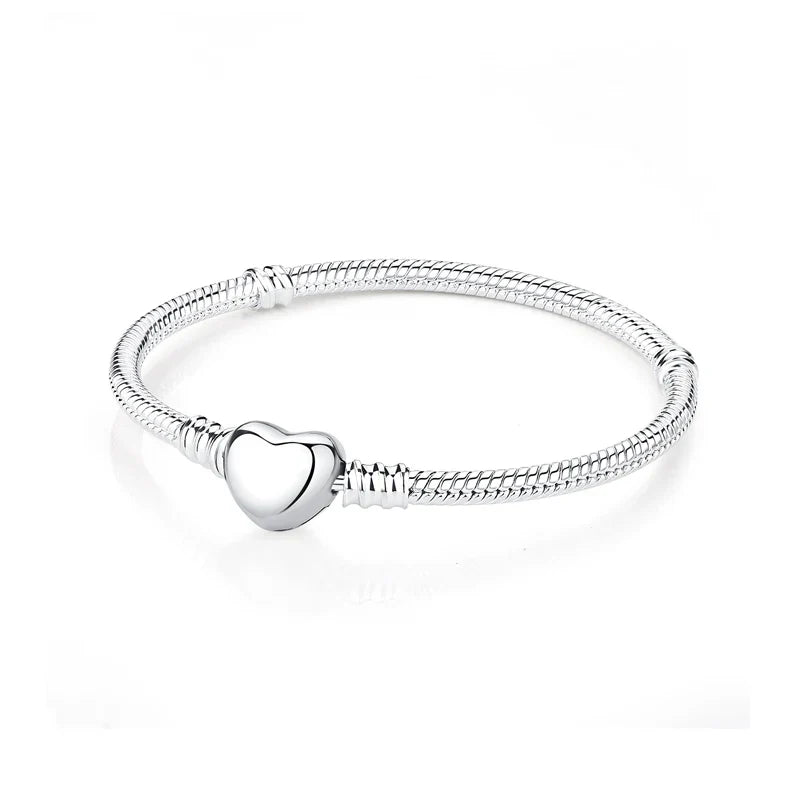 Silver Bracelets Bangles Crystal Ball Love Heart Clasp Beads Charms Moments Bracelet For Women DIY Jewelry-Dollar Bargains Online Shopping Australia