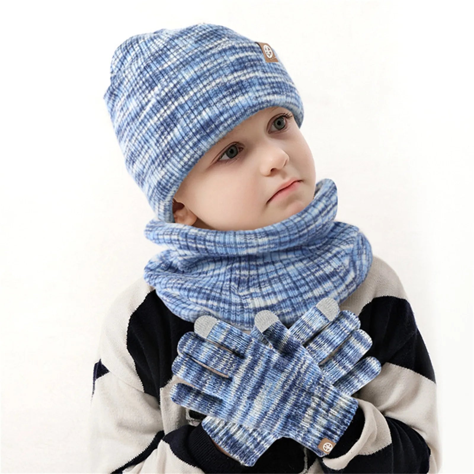 Hats For Babies Kids Winter Hat Gloves Scarf Set Girls Boys Toddler Children Hats With Pom Knit Neck Warmer Gaiter Mittens-Dollar Bargains Online Shopping Australia