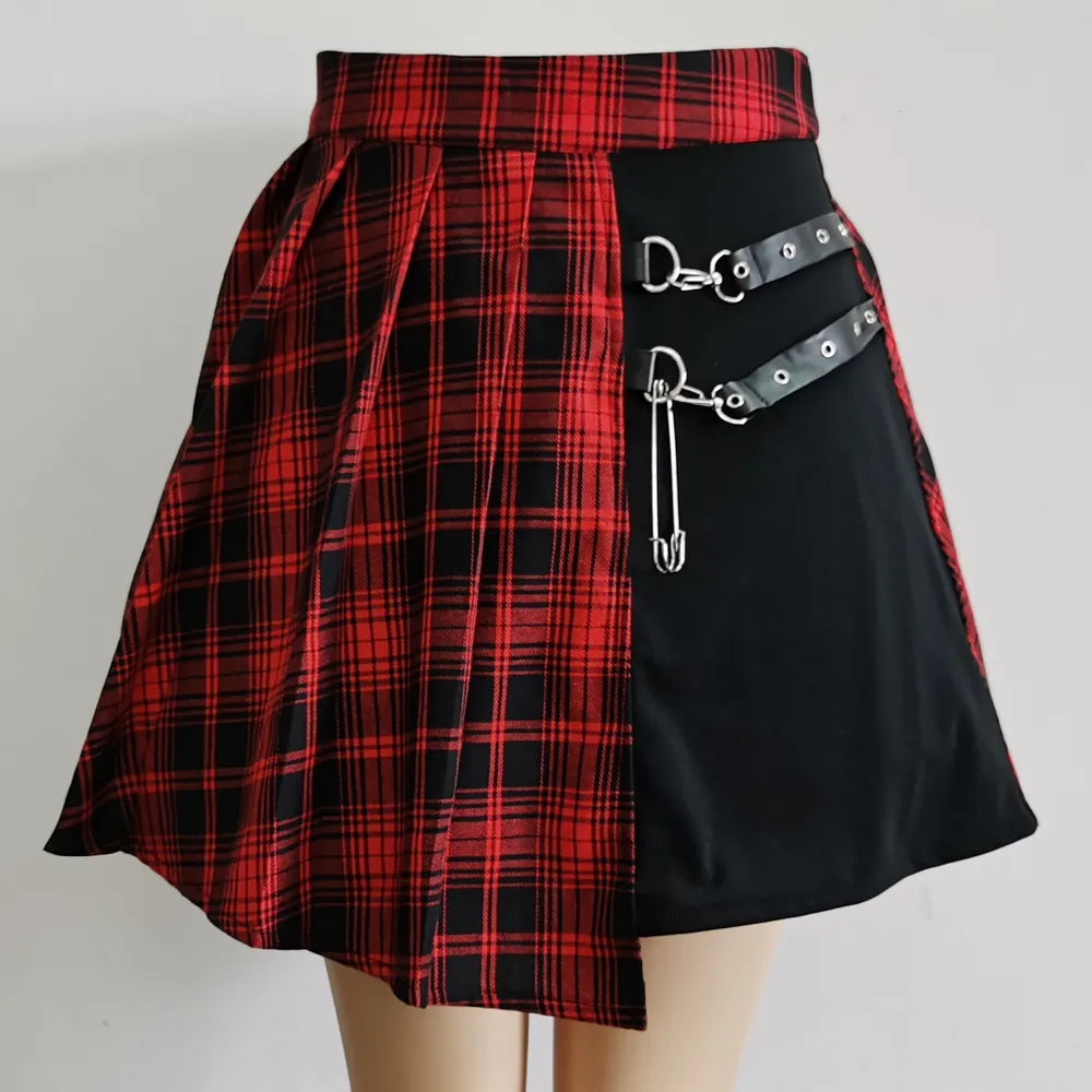 Womens Harajuku Punk Irregular Mini Pleated Skater Skirt Asymmetric Cutout High Waist Hip Hop Clubwear gothic harajuku skirt-Dollar Bargains Online Shopping Australia