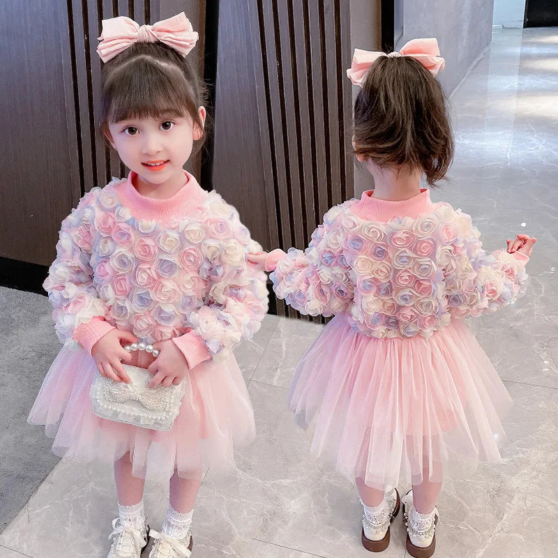 Baby Girls Dresses Birthday Party Floral Lace Princess Dress Children Casual Clothes Kids Clothing