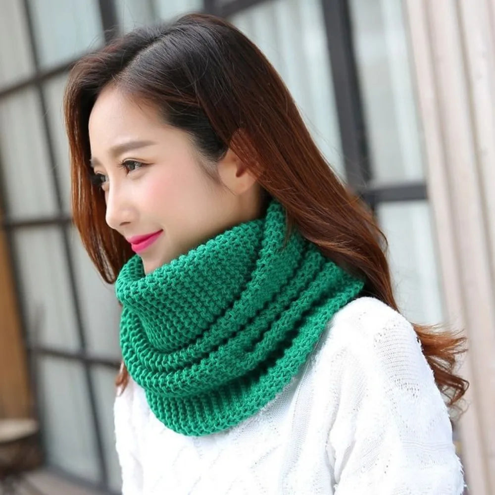 Thickening Thermal Neck Warmer Warm Neck Cover Windproof Fashion Warm Tube Solid Color Bib Knitting Scarf Men Women