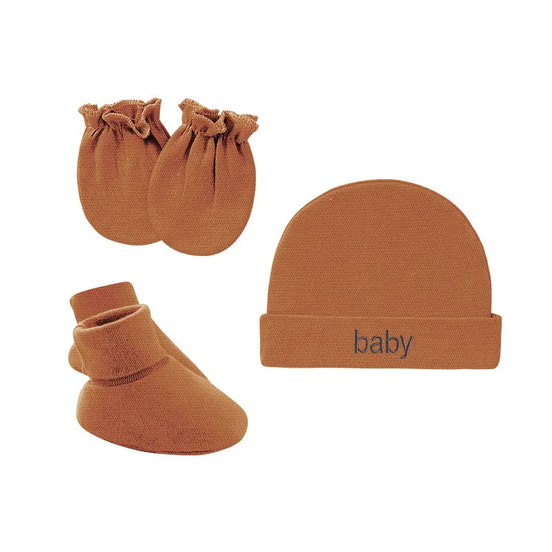 Newborn Hat Gloves Socks Set for Baby Cotton Fall Casual Photography Props Soft Headwear Infant Nightcap Fashion-Dollar Bargains Online Shopping Australia