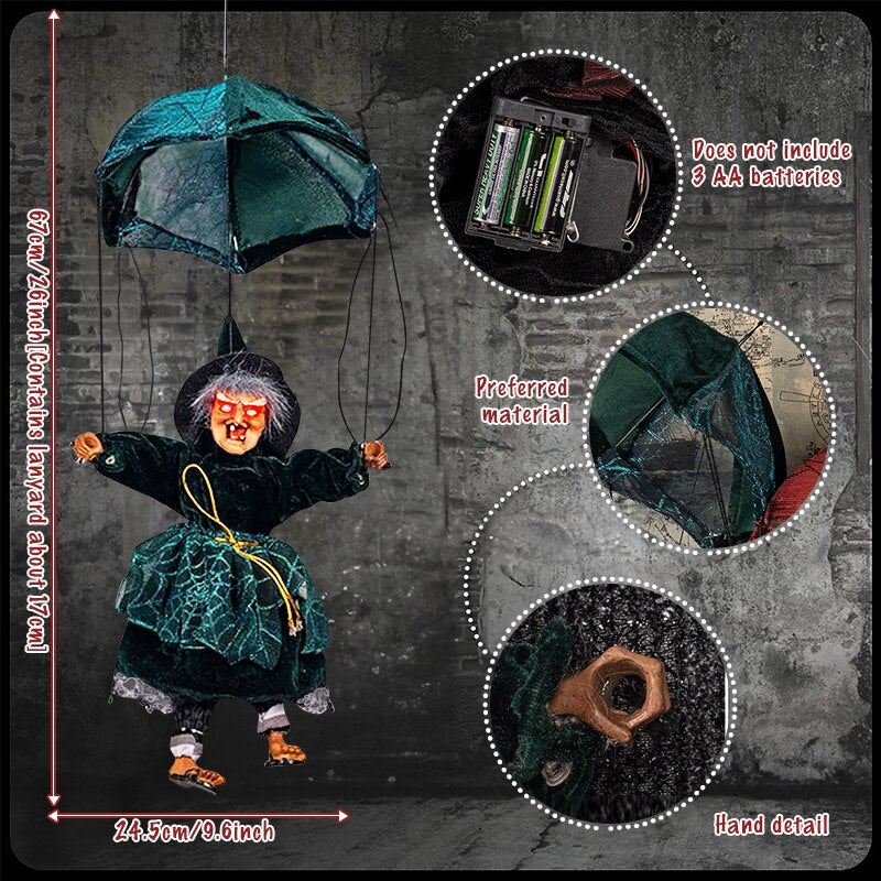 Halloween Parachute Scream Witch With Light-Up Eyes Hanging Kicking Leg Witch For Outdoor Yard Garden Halloween Decoration-Dollar Bargains Online Shopping Australia