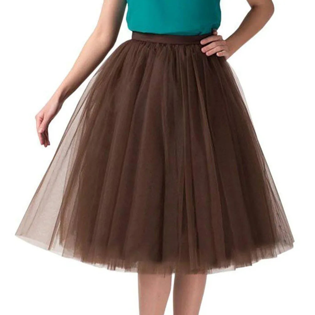 Women Tulle Tutu Skirt Midi Dress Pleated Dance Lolita Princess Petticoat Party Puffy Skirt-Dollar Bargains Online Shopping Australia