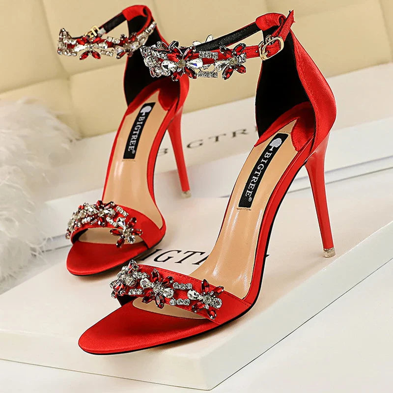 Shoes Open Toe Rhinestones Sandals Women High Heels Sandals Female Shoes Heeled Sandals-Dollar Bargains Online Shopping Australia