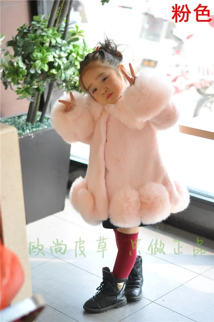 Winter Clothes Girls Kids Boutique Coat Thicken Korean Imitation Fur Autumn Fox Hair Cotton Warm Large Fur Collar-Dollar Bargains Online Shopping Australia