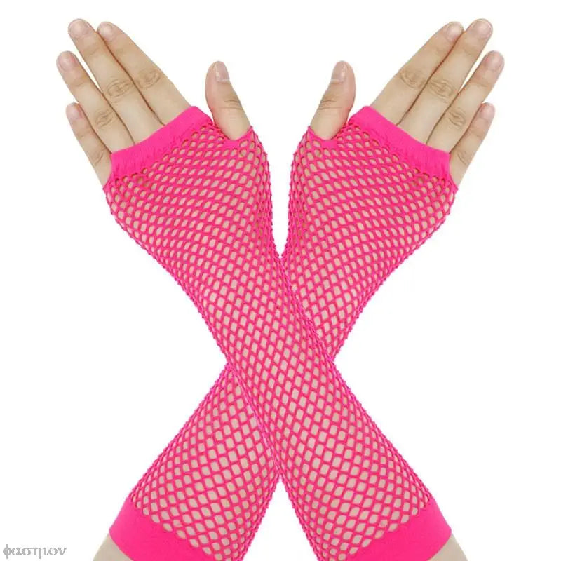 Women Fingerless Fishnet Neon Gloves Colorful Net Mesh Long Gloves For Girls Sexy Beautiful Arm Warmer Summer 80s Party Costume-Dollar Bargains Online Shopping Australia