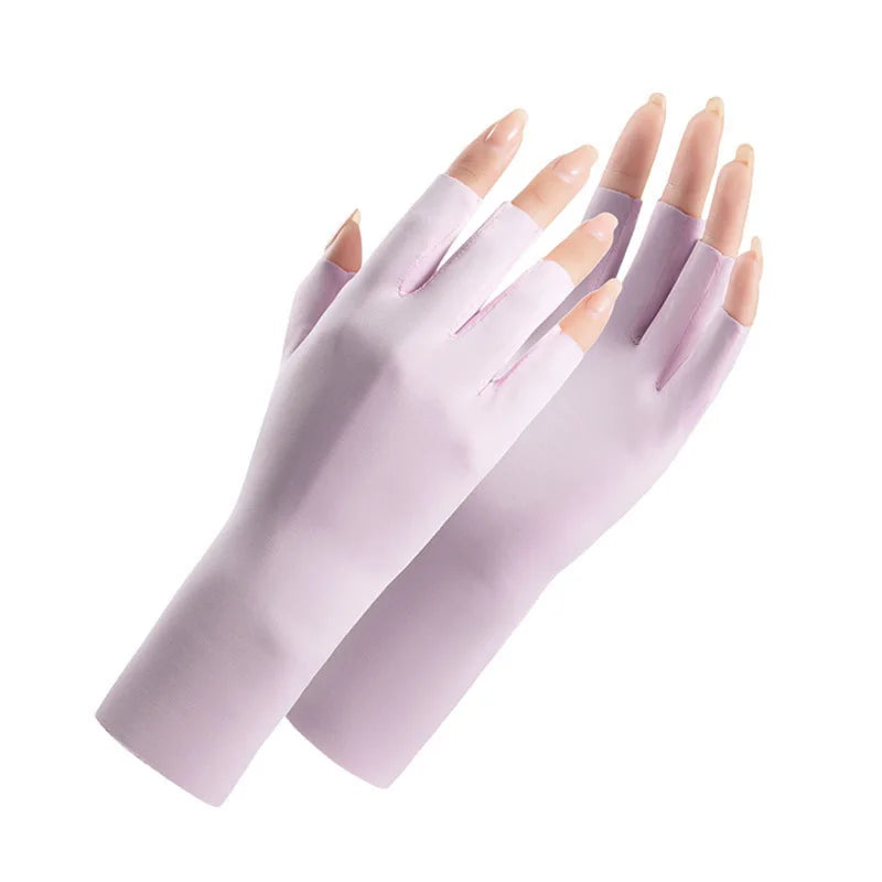 Summer Ice Silk Half Fingers Gloves Women Breathable Thin Fingerless Gloves Outdoor Riding Driving Gloves Sunscreen Mittens-Dollar Bargains Online Shopping Australia