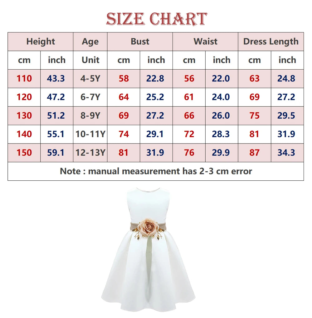 Cute Flower Girls Princess Dress Kids Sleeveless Satin Clothes Children Birthday Party Kids Easter Tutu Costume