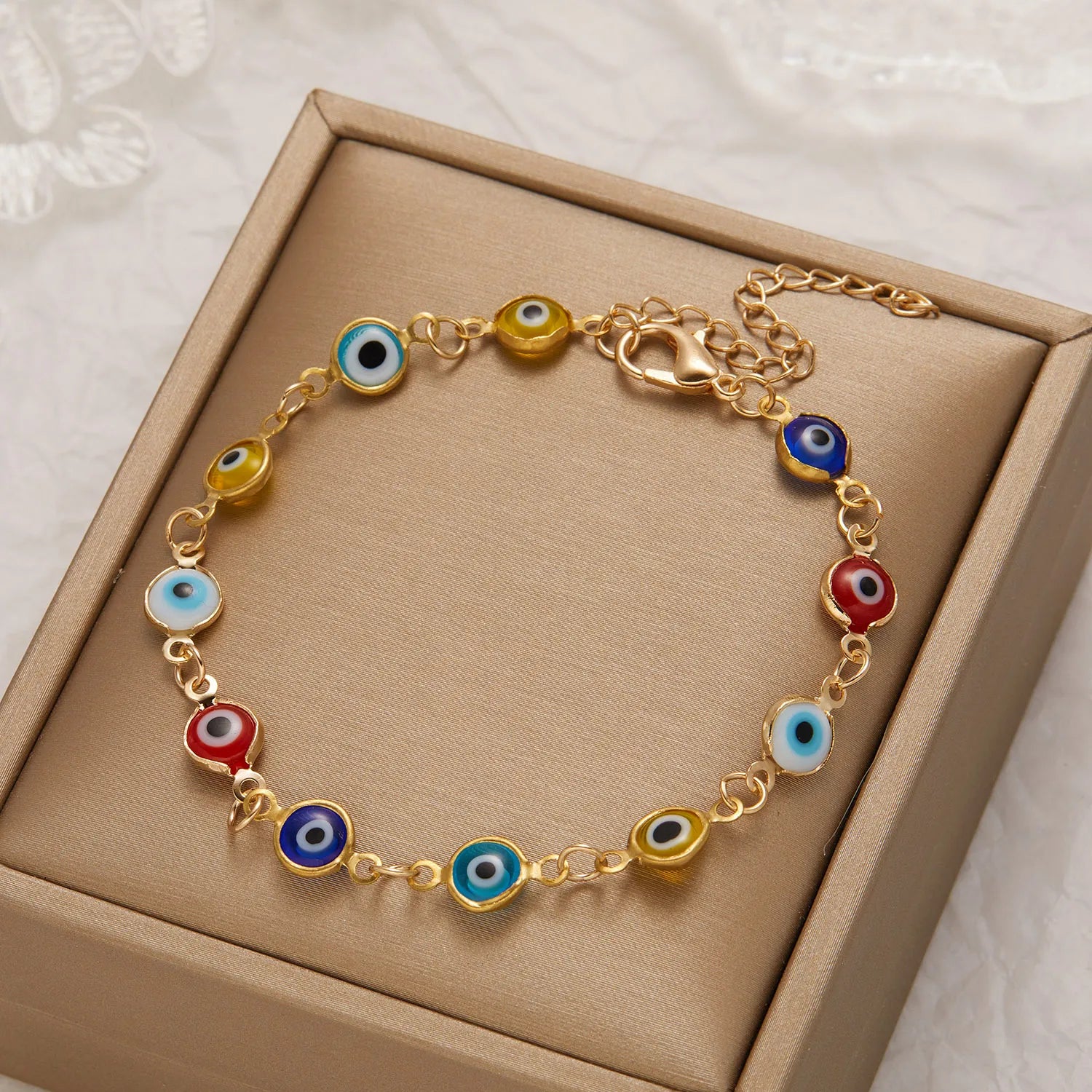 Evil Eye Bracelet For Women Men Colorful Red Blue Eye Adjustable Metal Chain Bangles-Dollar Bargains Online Shopping Australia