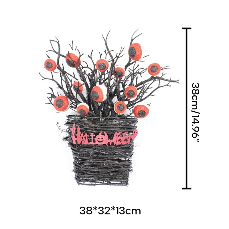 Halloween Wreath Eyeball Wreaths with Red LED Light Branch Basket Wreaths For Doors Window Flower Halloween Decor-Dollar Bargains Online Shopping Australia