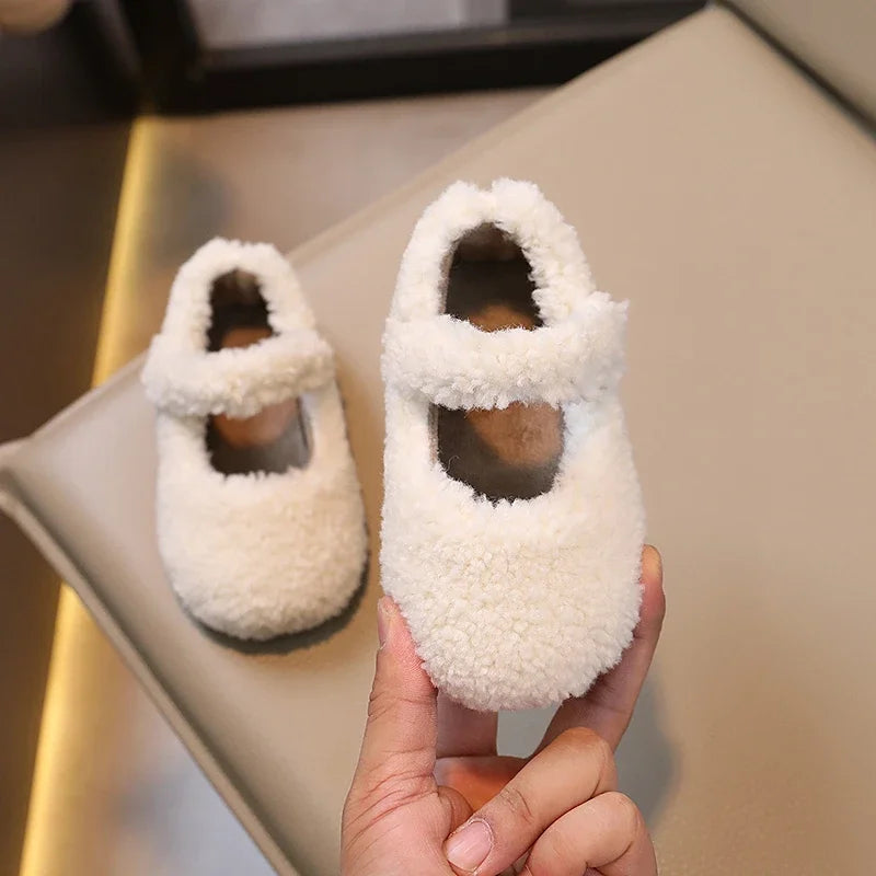 Children Flat Shoes Fur Cover Toe Light Warm Kids Casual Shoe Plush Warm Non-slip Leisure Comfy Boys Girls Shoe-Dollar Bargains Online Shopping Australia