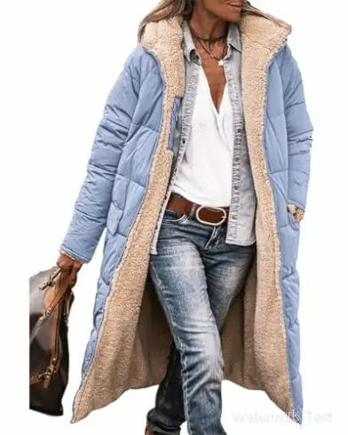 Winter Coats Reversible Sherpa Fleece Long Hooded Puffer Jackets Outerwear-Dollar Bargains Online Shopping Australia