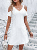 Summer New High Waist Hollow-Out Dress Chic Elegant Office Ladies Vacation Dresses Fashion Casual Off Shoulder