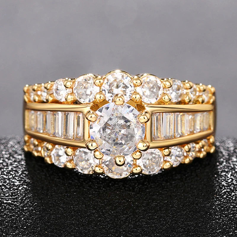 Wide Ring for Women Gold Color Luxury Twist Design Band Cocktail Rings Fashion Female Accessories Party Jewelry-Dollar Bargains Online Shopping Australia