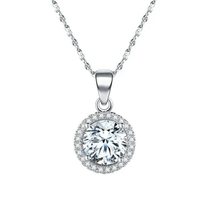 Silver Luxury Chain Brand Necklace with 2.0Ct Zircon Necklaces Gift Jewelry-Dollar Bargains Online Shopping Australia