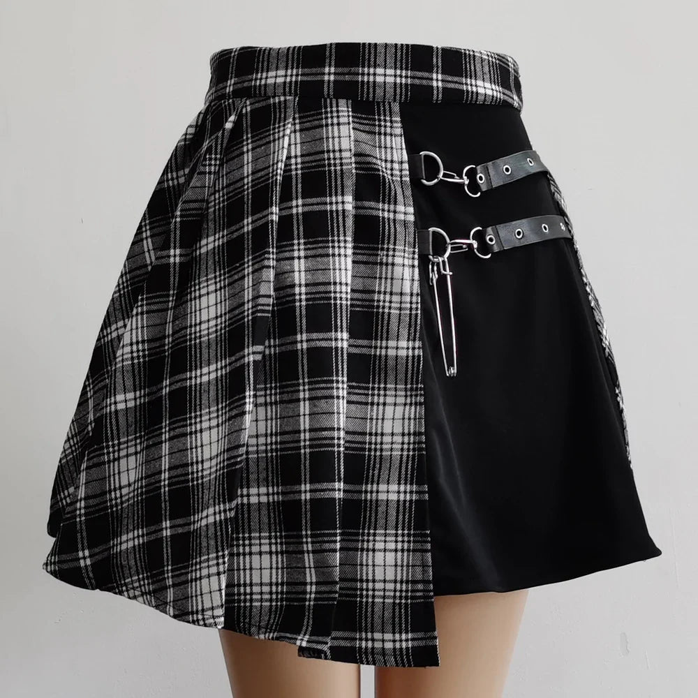 Womens Harajuku Punk Irregular Mini Pleated Skater Skirt Asymmetric Cutout High Waist Hip Hop Clubwear gothic harajuku skirt-Dollar Bargains Online Shopping Australia