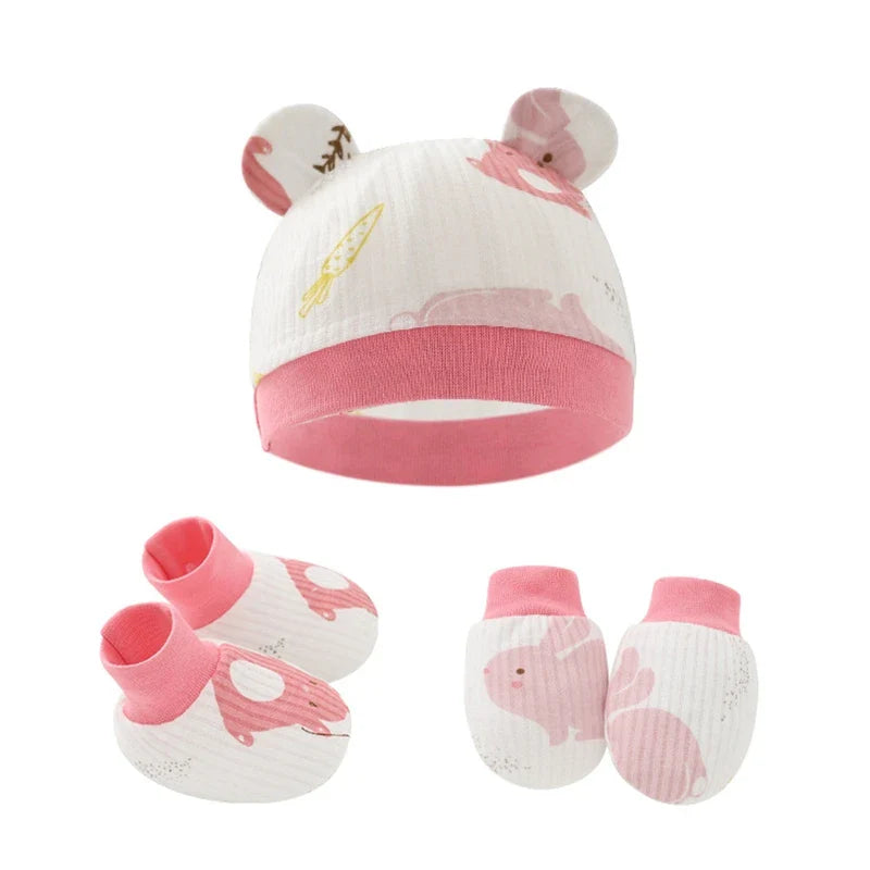 Baby Anti Scratching Cotton Gloves Hat Foot Cover Set Socks Cap Kit Accessory for Newborn Baby Girls Boys Baby Shower Bathing-Dollar Bargains Online Shopping Australia