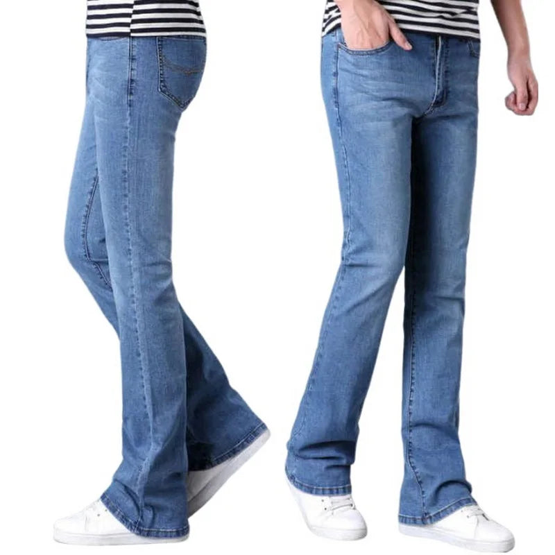 Men's Retro Flare Jeans Pants, Bell Bottom, Loose, Classic, Comfortable, Boot Cut Denim Trousers-Dollar Bargains Online Shopping Australia