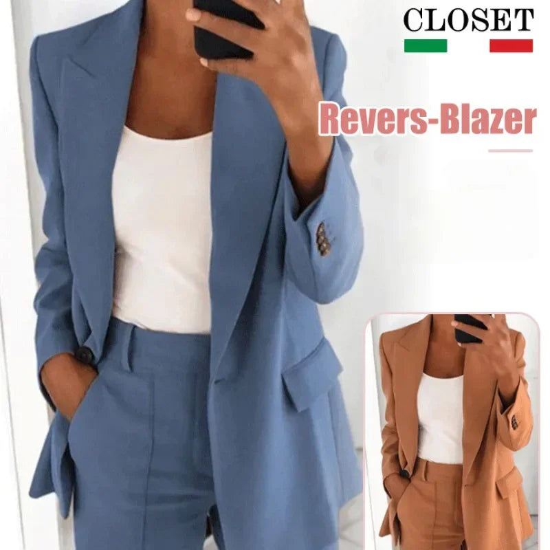 Lapel Slim Cardigan Temperament Blazer for Women elegant suit jacket solid color