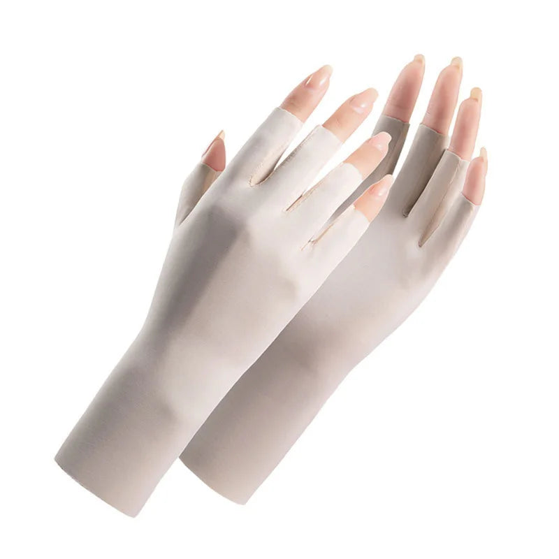 Summer Ice Silk Half Fingers Gloves Women Breathable Thin Fingerless Gloves Outdoor Riding Driving Gloves Sunscreen Mittens-Dollar Bargains Online Shopping Australia