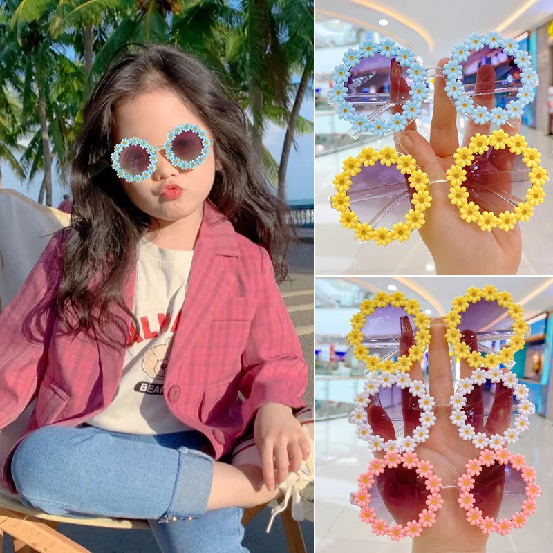 Children Cute  Acrylic Flower Outdoor Sun Protection Sunglasses Baby Girls Classic Sunglasses Kids Boy UV400 Sunglasses