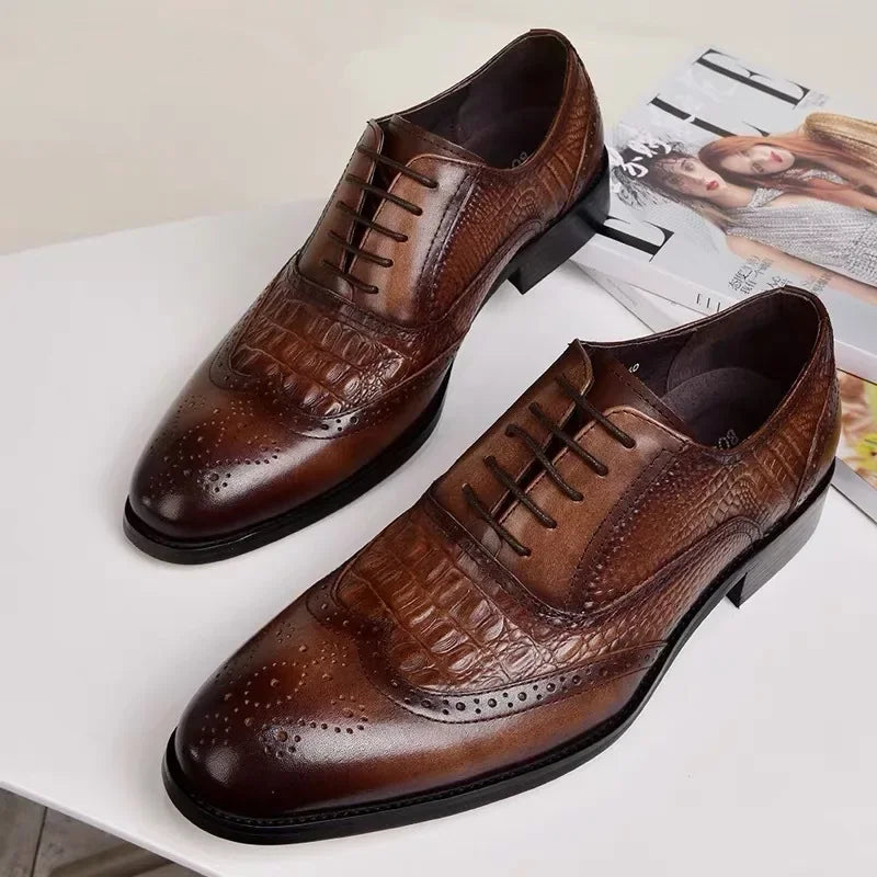 Men casual shoes Brock Oxford retro crocodile leather men formal-Dollar Bargains Online Shopping Australia